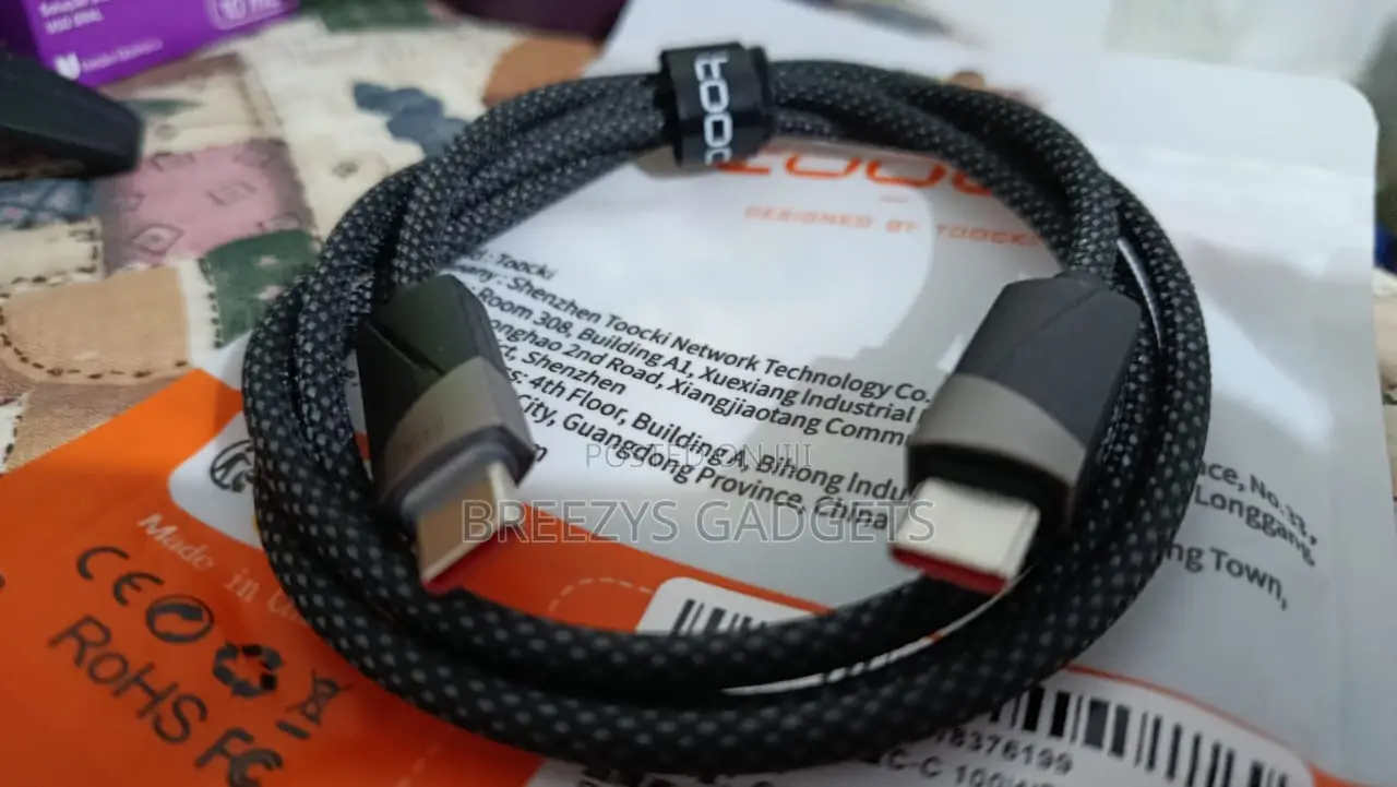 Toocki 100w Cable Type C to Type C Fast Charging Qc4.0 Smart Power-Off