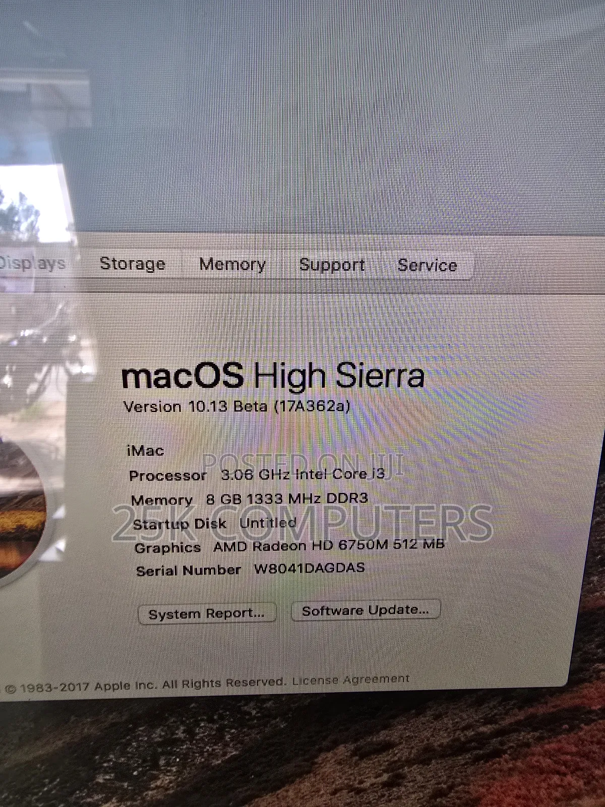 Desktop Computer Apple iMac 8GB Intel Core i3 SSD 250GB