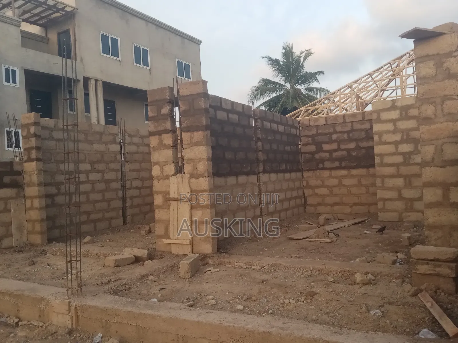 Fence Wall and Building Attached With 2 Stores