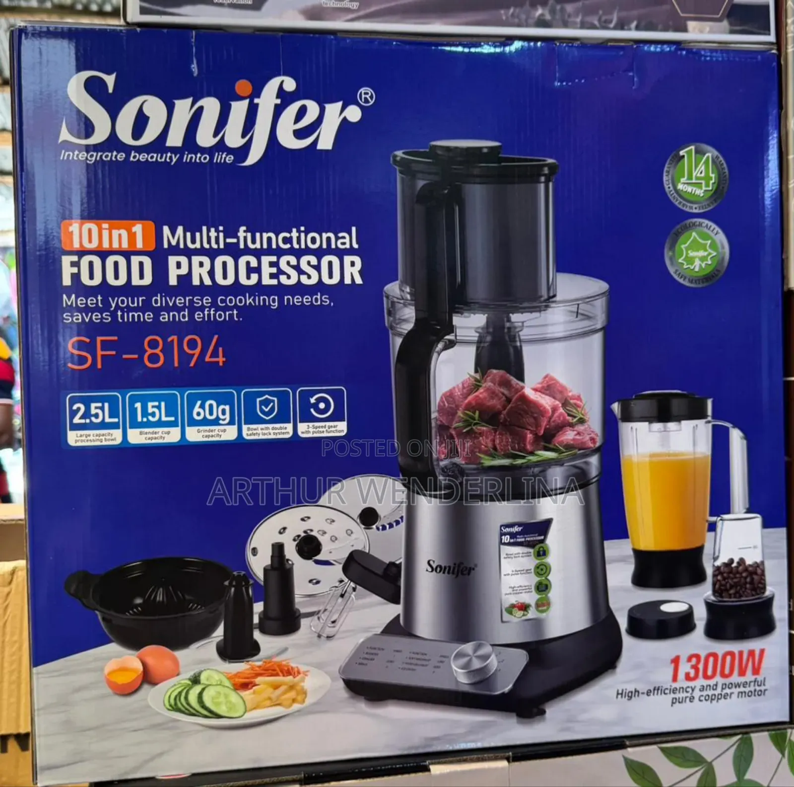 Sonifer 1300w 10-in-1 Food Processor