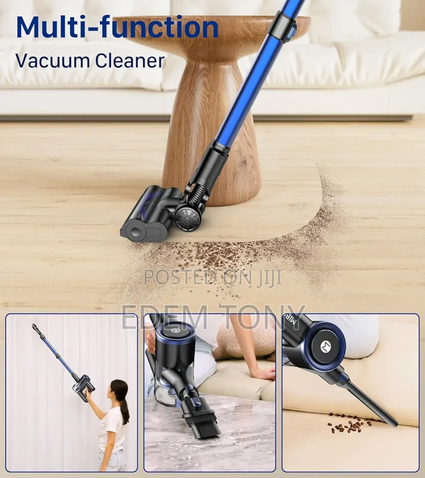 Mibode -Cordless Vacuum Cleaner, Powerful Stick Vacuum With 3 Suctions