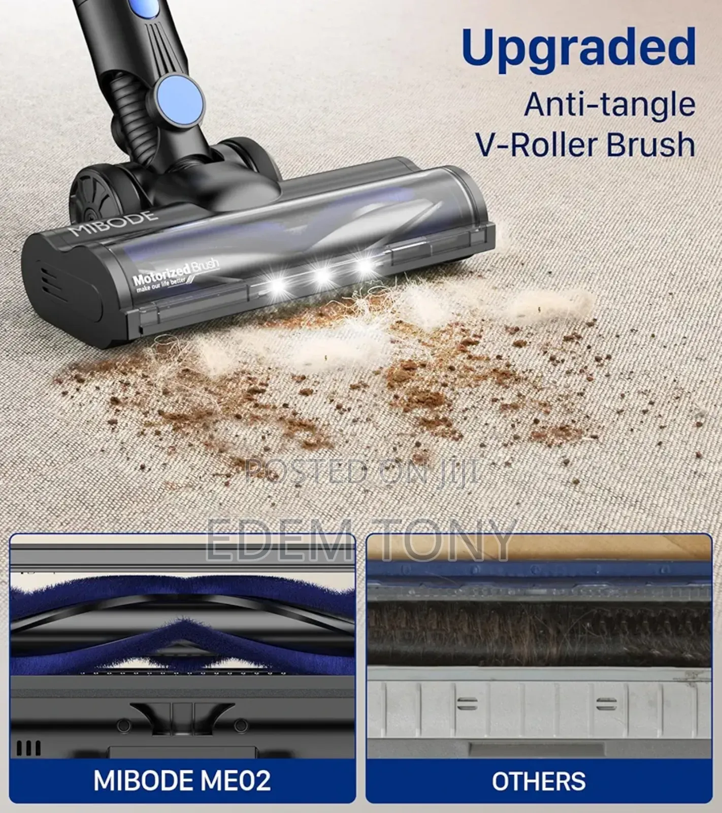 Mibode -Cordless Vacuum Cleaner, Powerful Stick Vacuum With 3 Suctions
