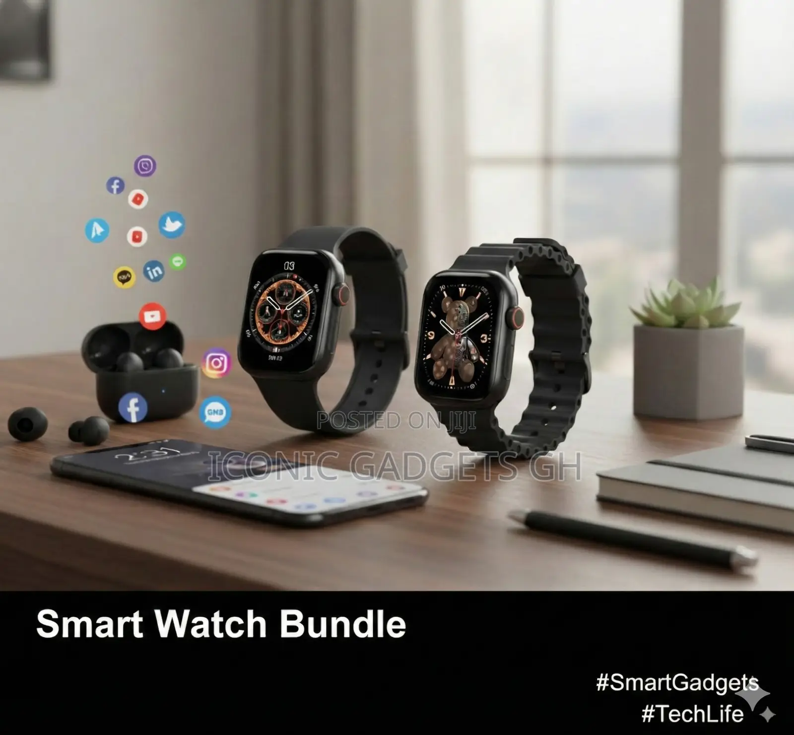 Smart Watch Bundle(Buy One Get One Free)
