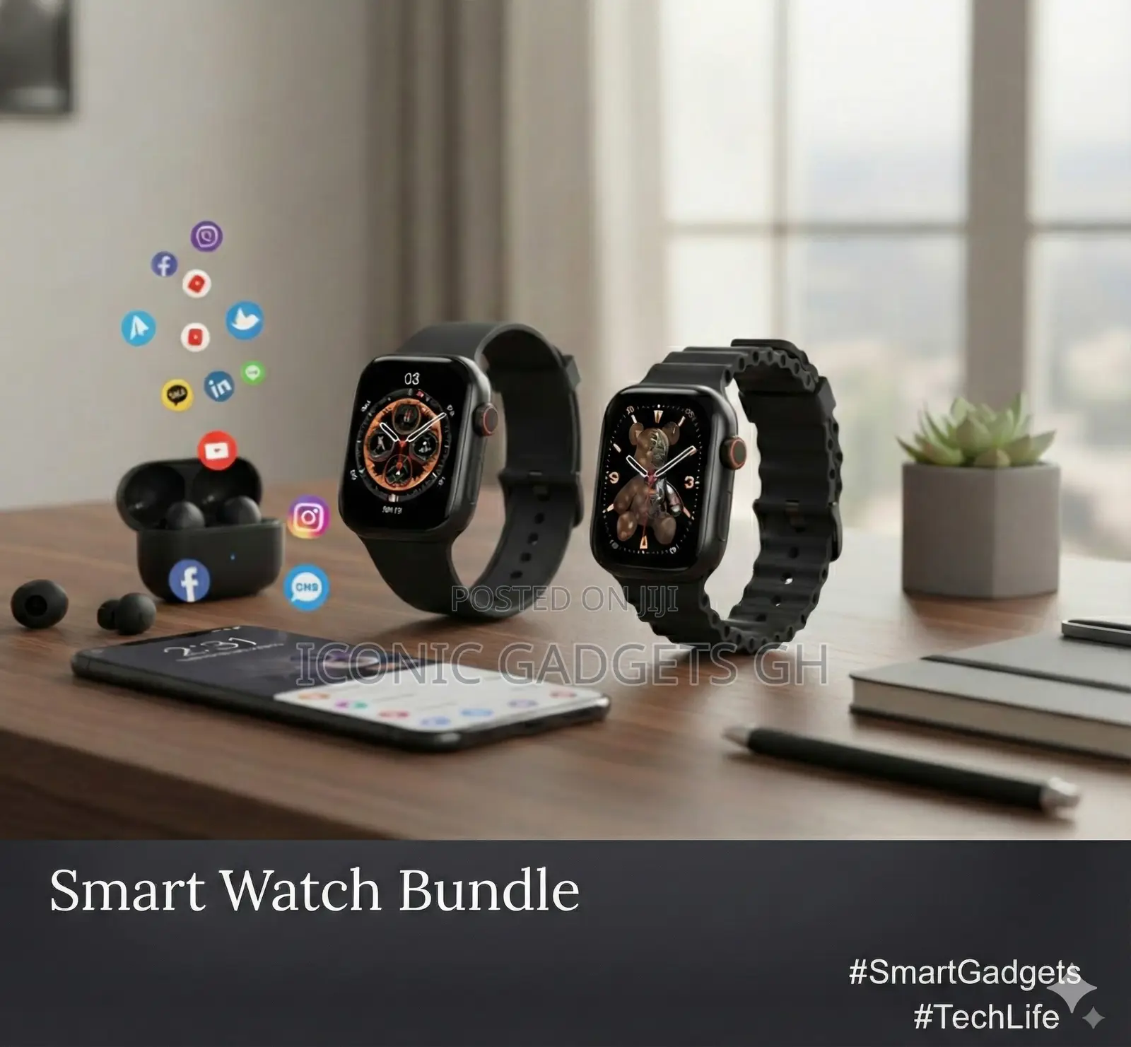 Smart Watch Bundle(Buy One Get One Free)