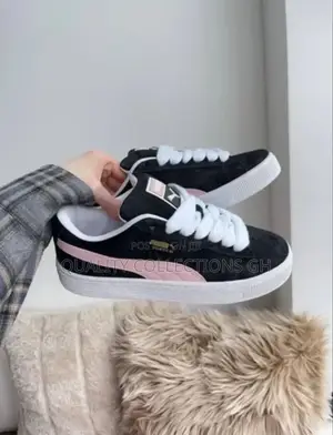 Puma Suede Black and White With Pink