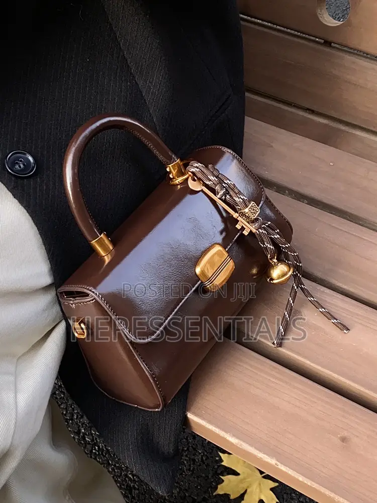 Elegant Black Mini Top-Handle Bag With Keychain