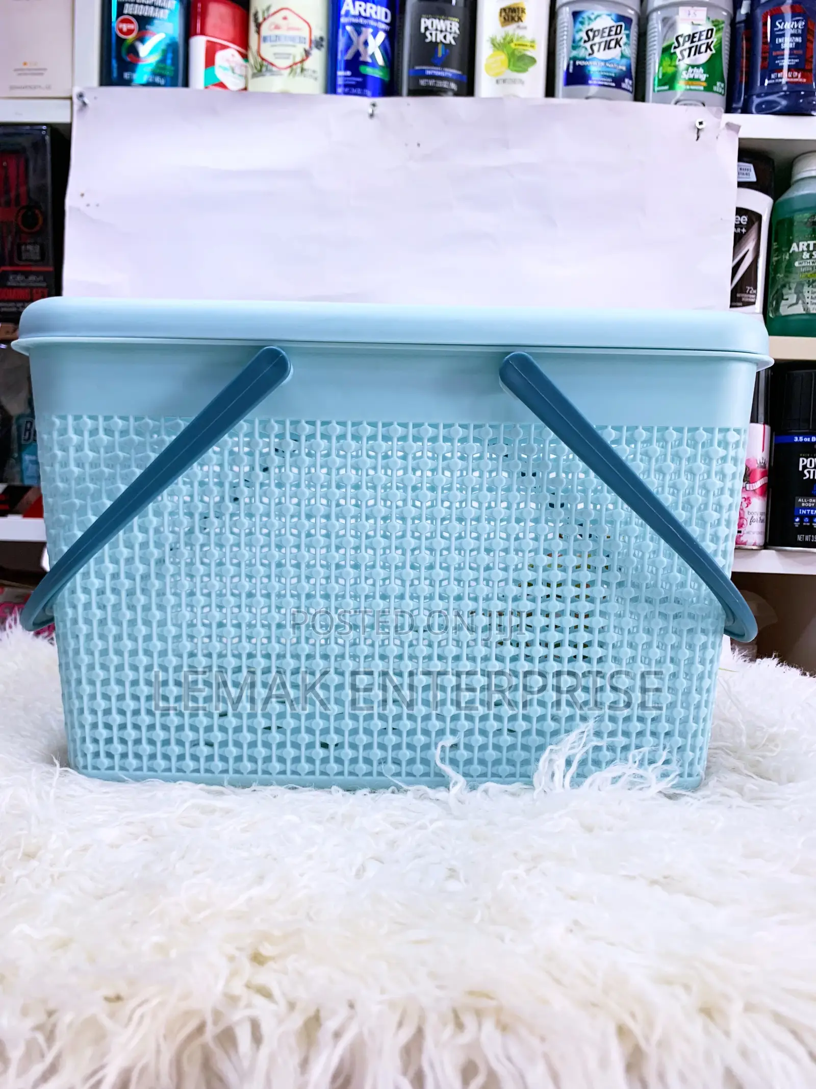 Portable Plastic Shower Caddy Basket With Lid