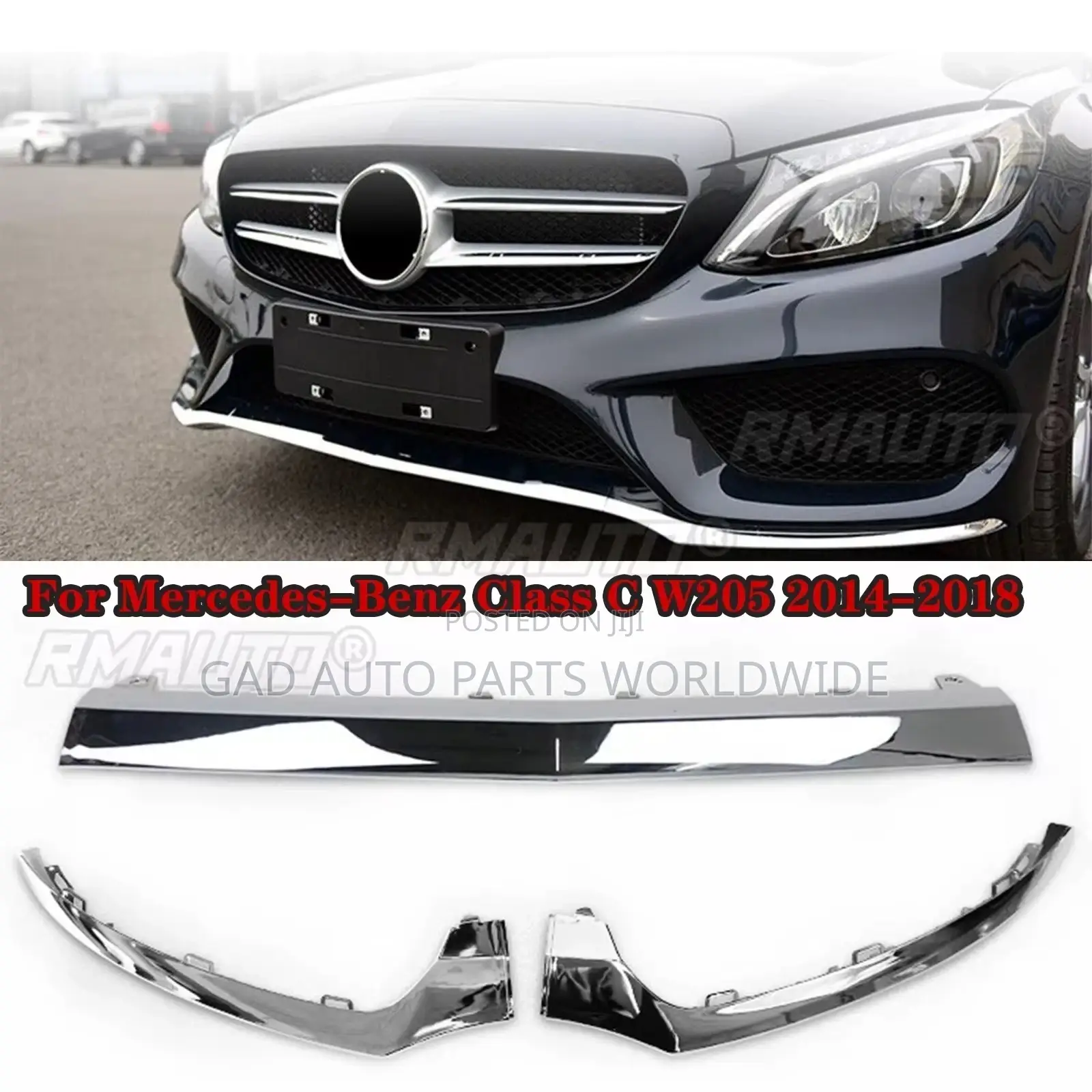 Mercedes Benz Frint Bumper Lower Lip Trim Moulding Chrome 2015-2021