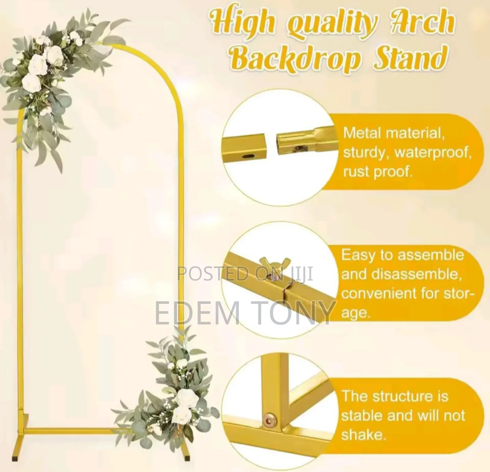 A 6ft Metal Arch Backdrop Stand Designed for Events