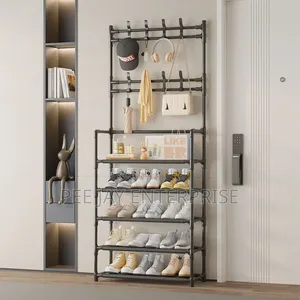 5-Tier Freestanding Metal Clothes and Shoe Rack