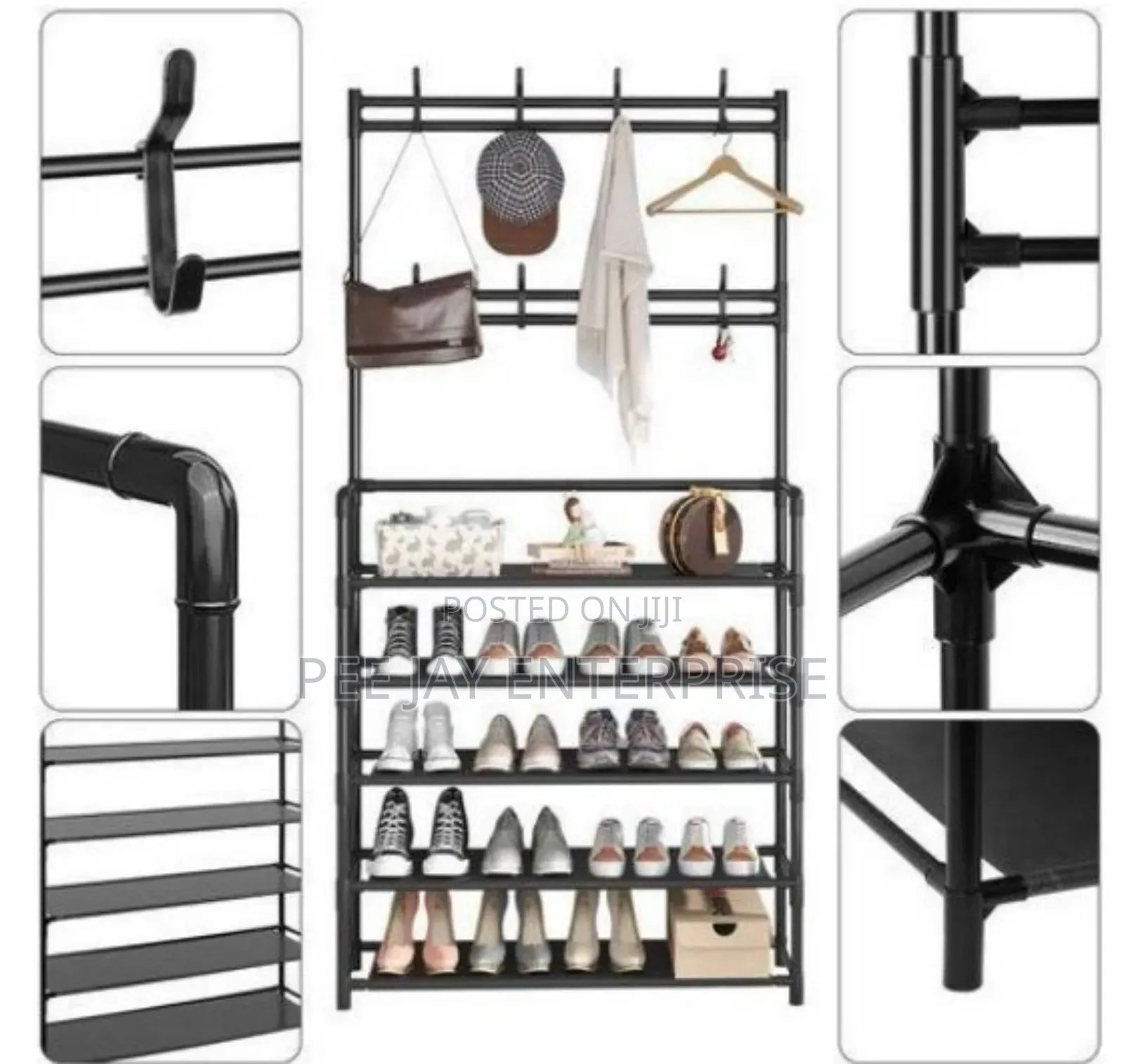 5-Tier Freestanding Metal Clothes and Shoe Rack