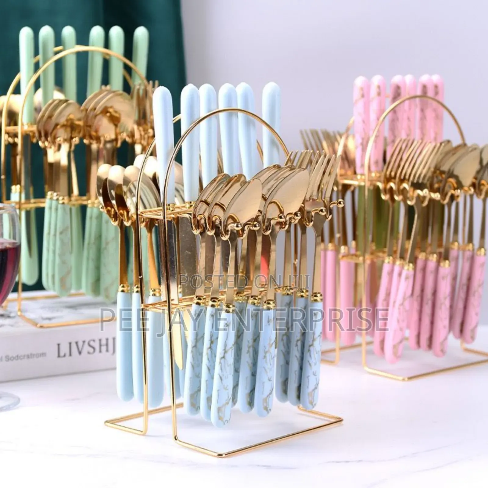 24-Piece Gold-Tone Stainless Steel Cutlery Set