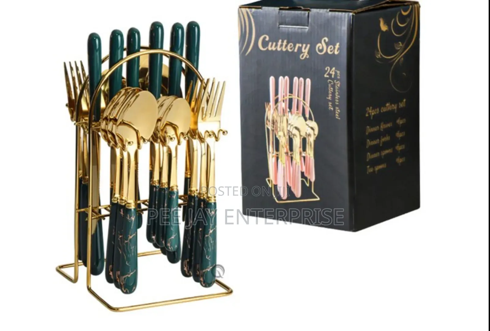 24-Piece Gold-Tone Stainless Steel Cutlery Set