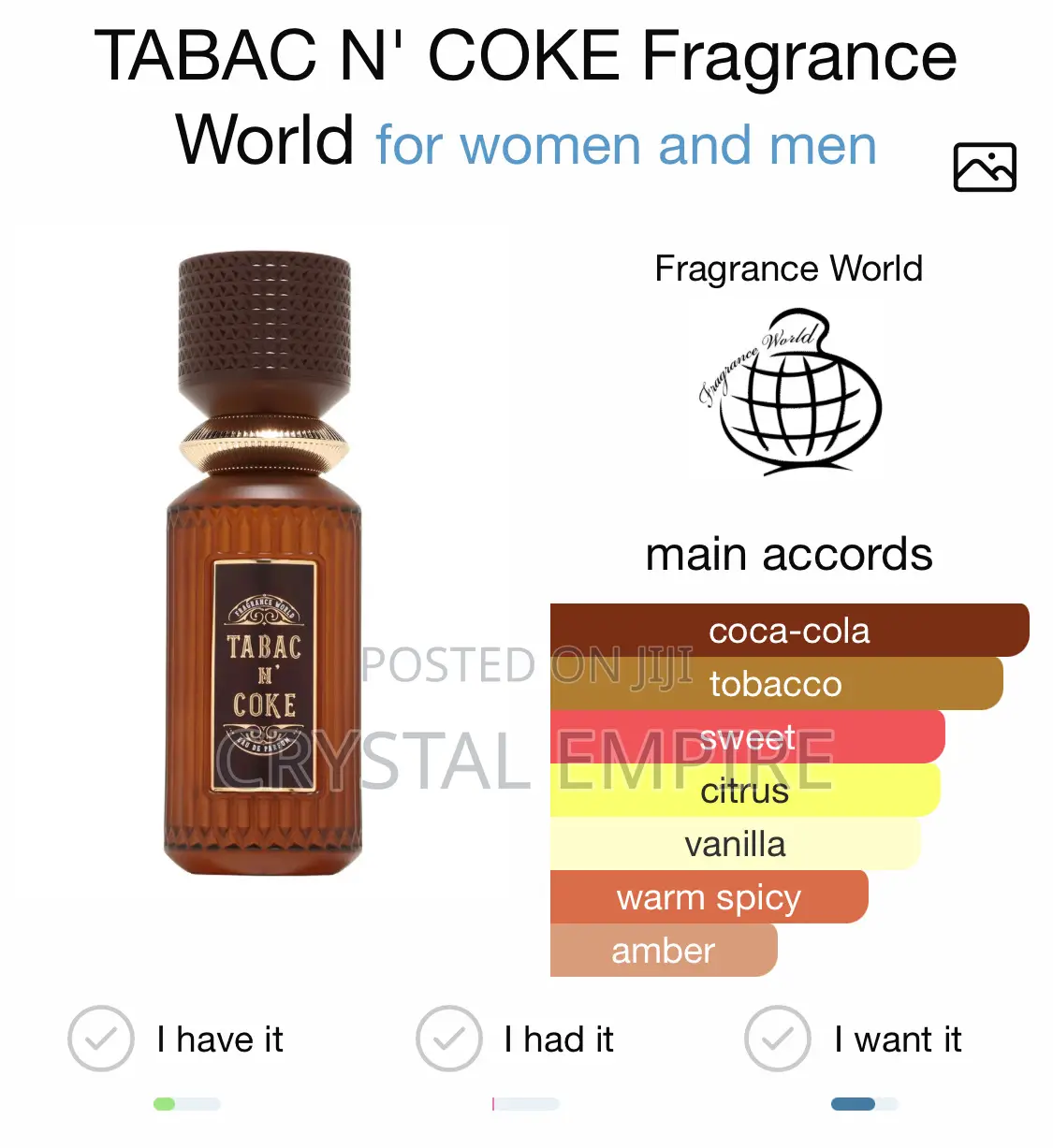 Tabac N’ Coke Perfume by Fragrance World