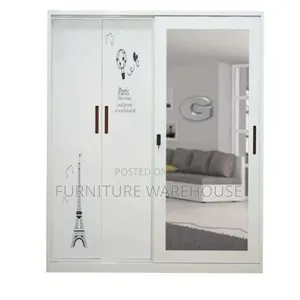 White Metal Sliding Door Wardrobe