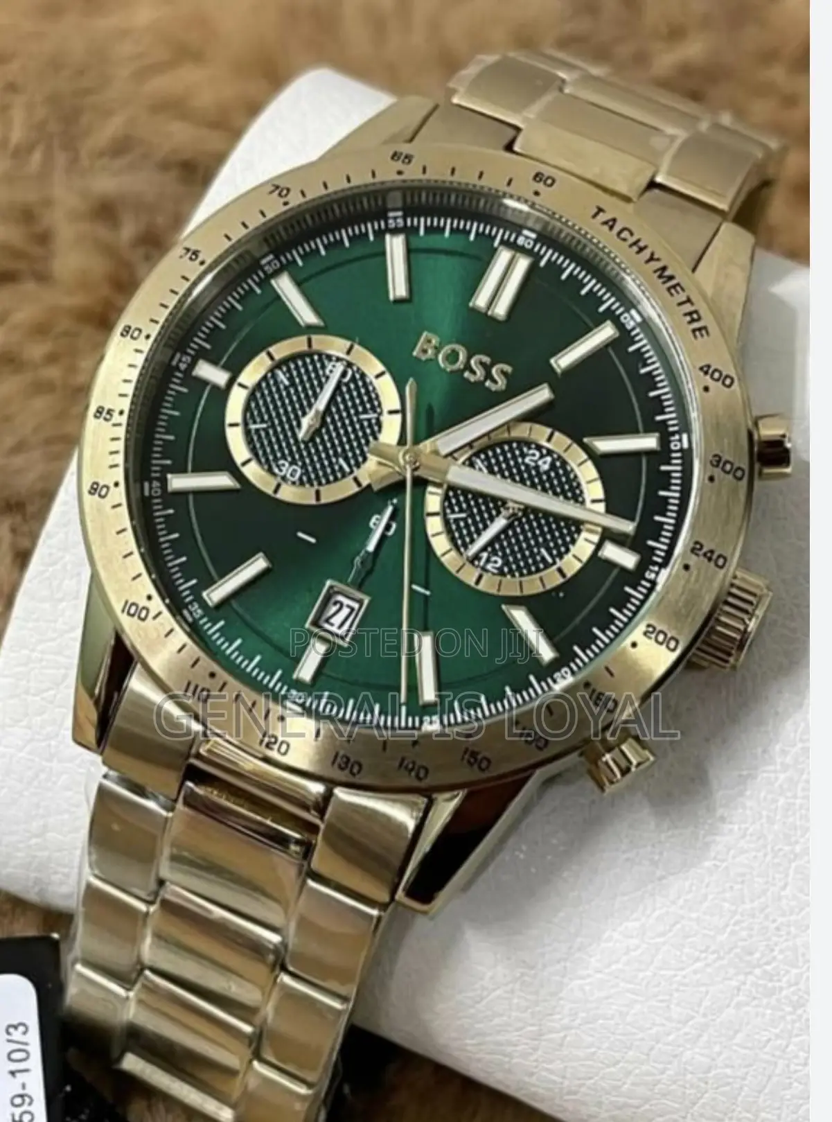 Hugo Boss Allure Chronograph Gold Green Dial Mens Stainless Watch
