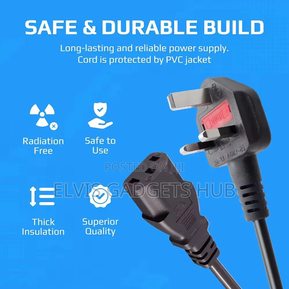 3-Pin Universal Power Cord With Fuse