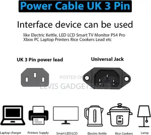 3-Pin Universal Power Cord With Fuse