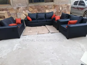 Black Leather Sofa.