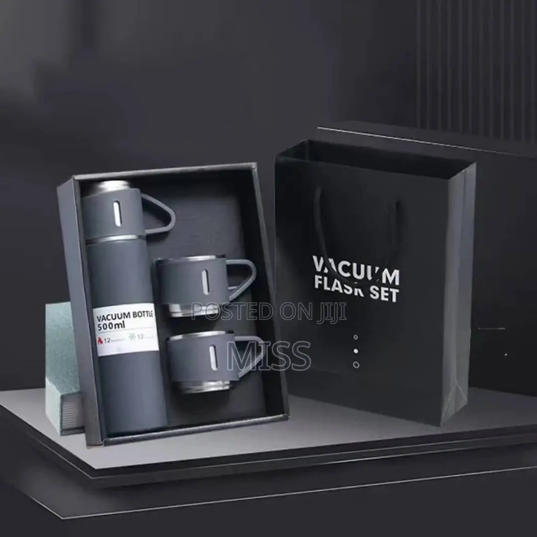 Thermos Vacuum Flask Stainless Steel Water Bottle Gift Set With 2 Cup