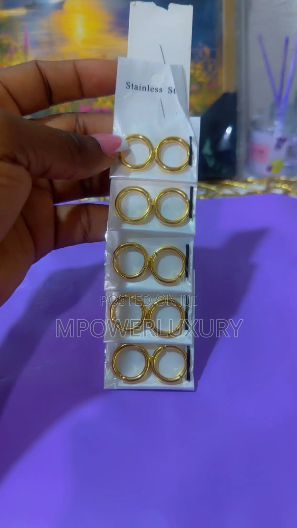 Non-Piercing Stainless Clip on Round Hoops Earrings for Unpierced Ear