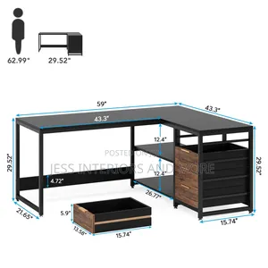 Computer Deskwith Drawers and Storage Shelves (L- Shaped)