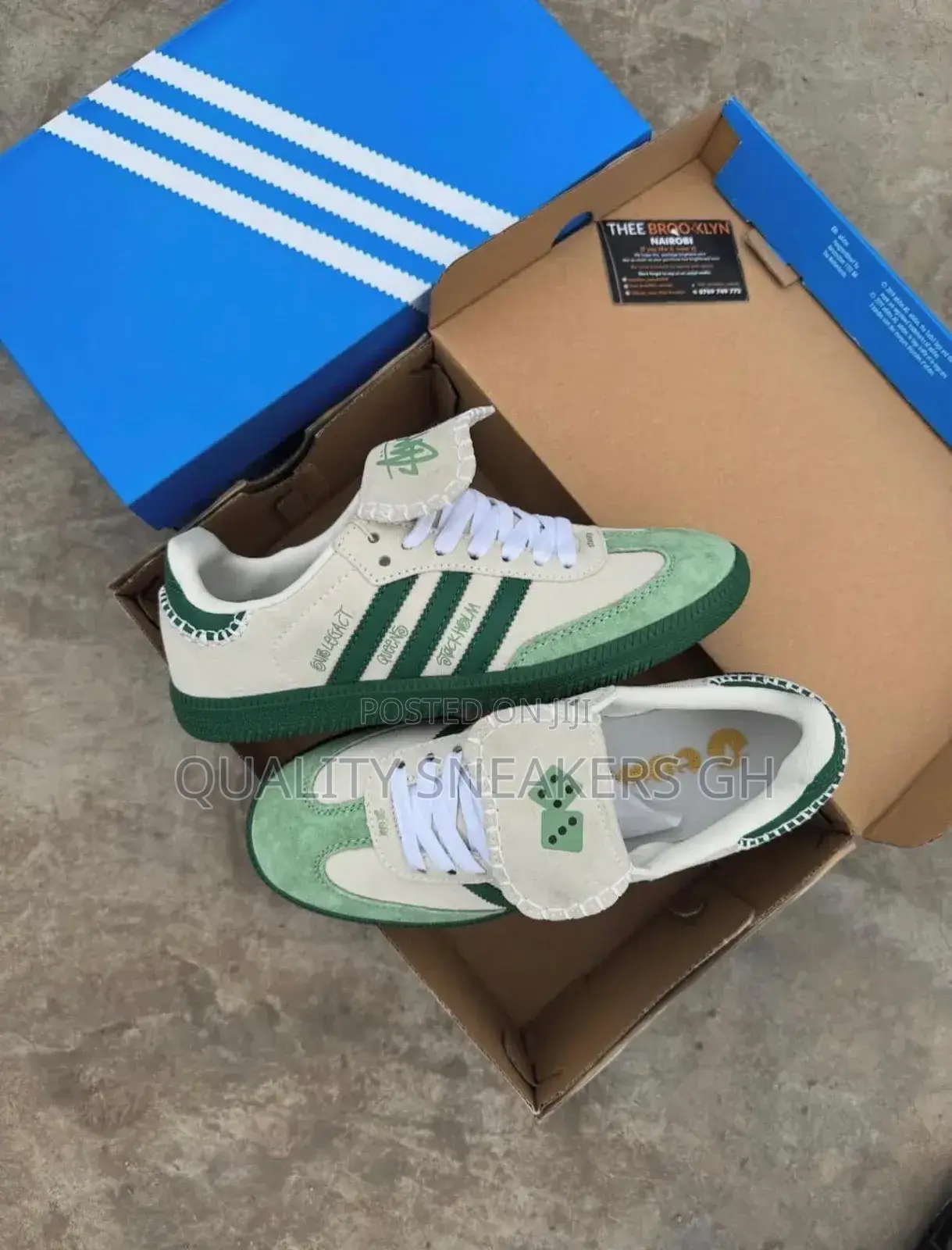 Adidas Samba Green and White