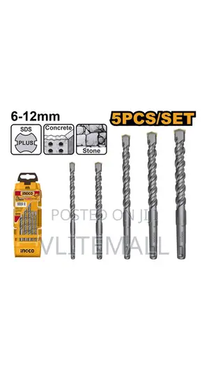 Ingco 5pcs Sds+ Drill Bit Set 6.0, 8.0, 8.0,10 12mm Akd2052