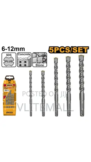 Ingco 5pcs Sds+ Drill Bit Set 6.0, 8.0, 8.0,10 12mm Akd2052
