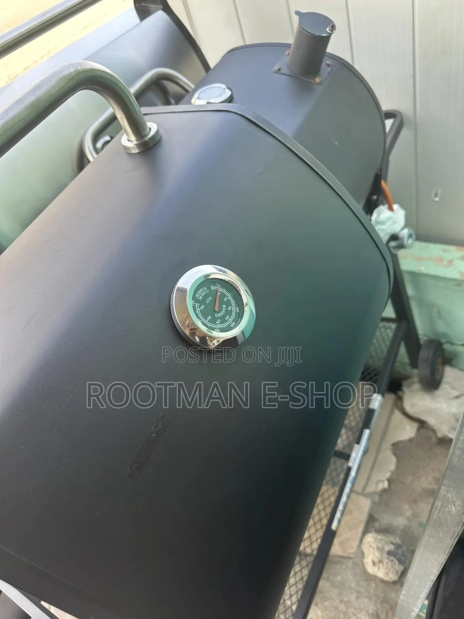 Double Charcoal Grill With An Offset Smoker