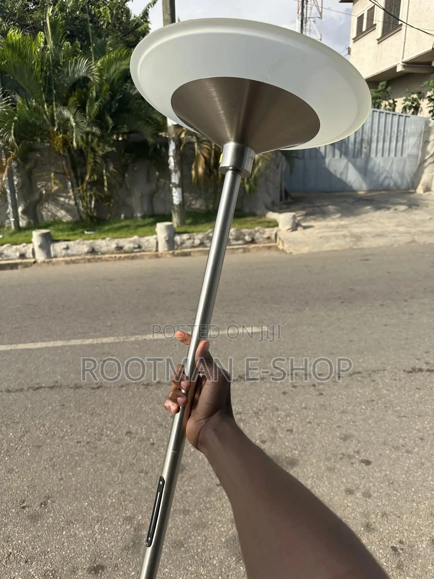 Modern Brushed Steel Floor Lamp With Uplight Shade