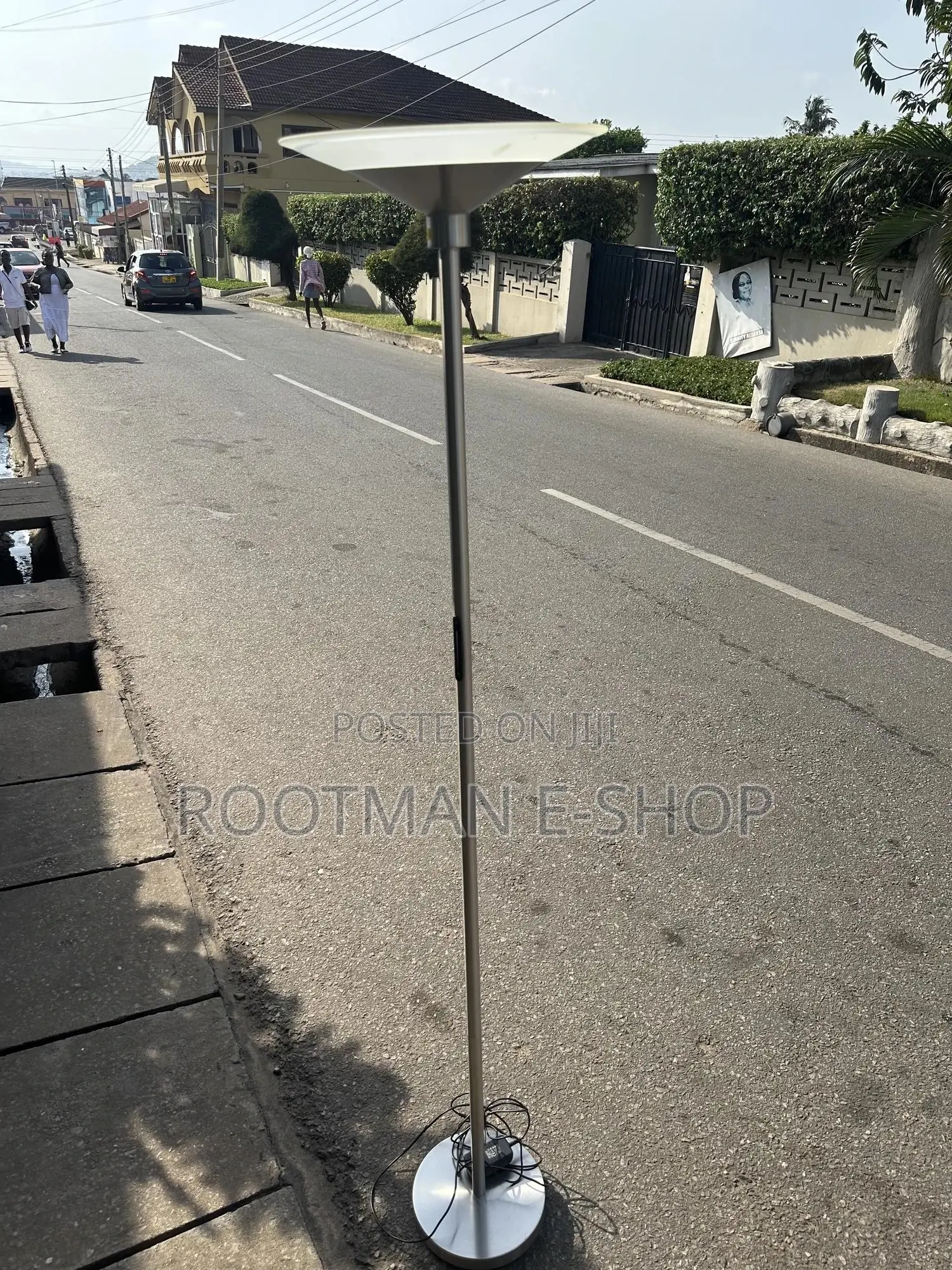 Modern Brushed Steel Floor Lamp With Uplight Shade