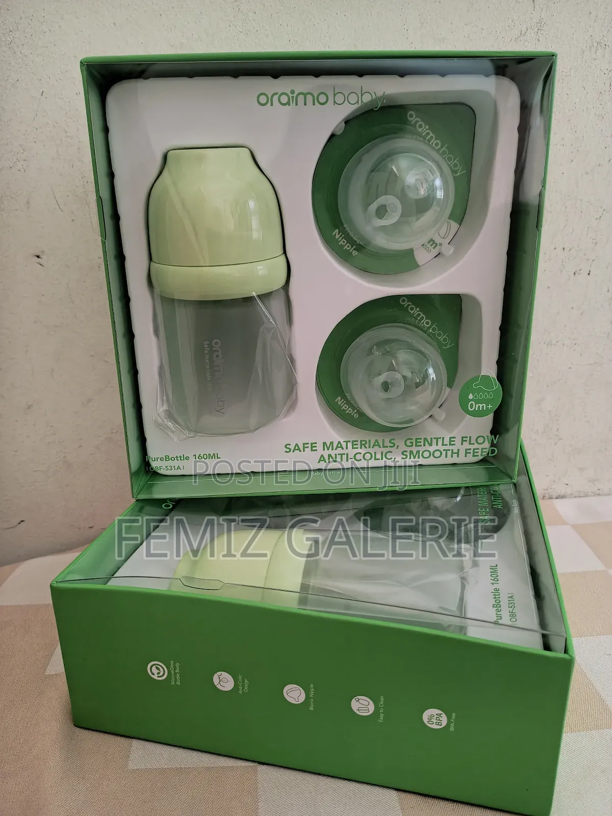 Oraimo Purebottle 160 160ml Anti-Colic Silicone Glass Baby Bottle