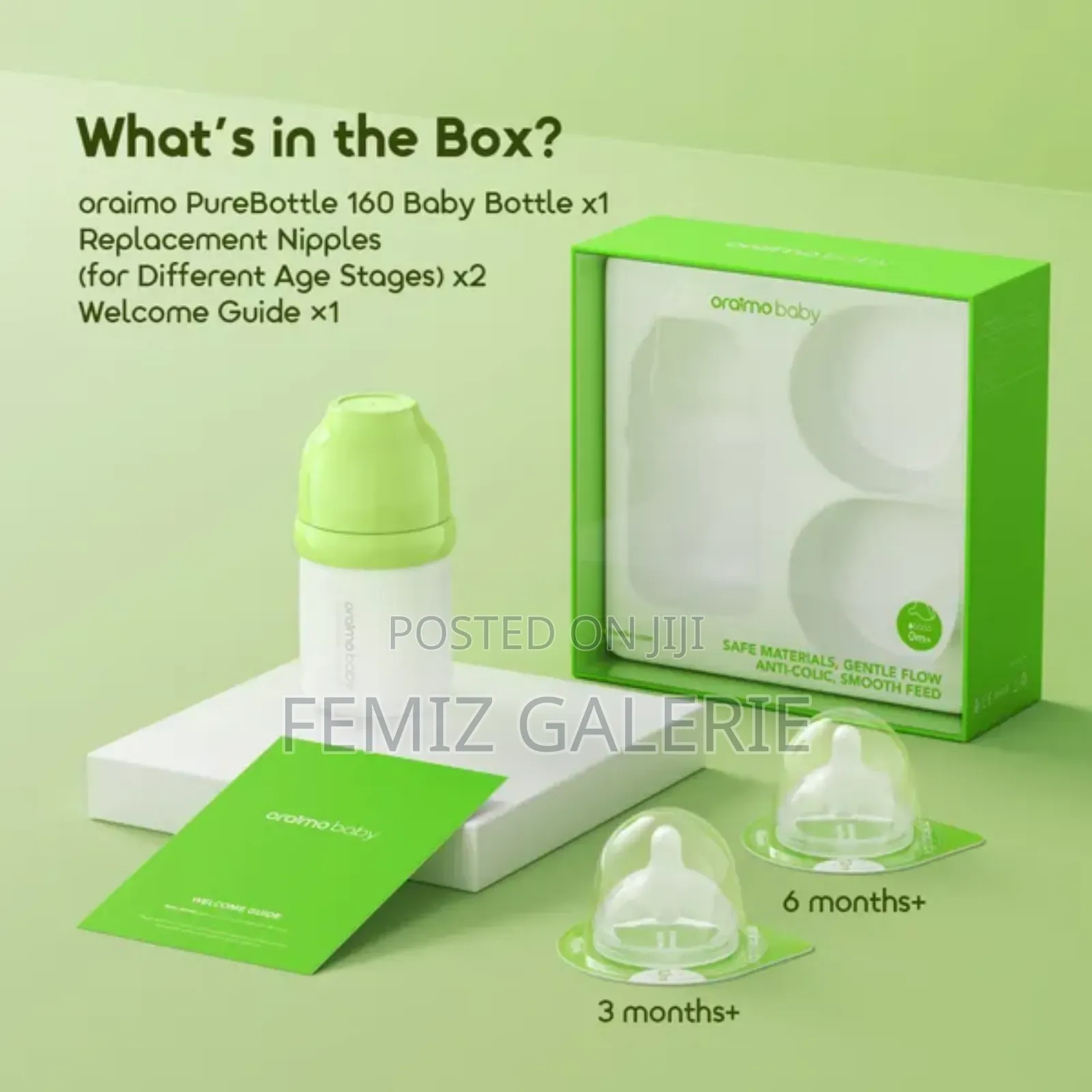 Oraimo Purebottle 160 160ml Anti-Colic Silicone Glass Baby Bottle