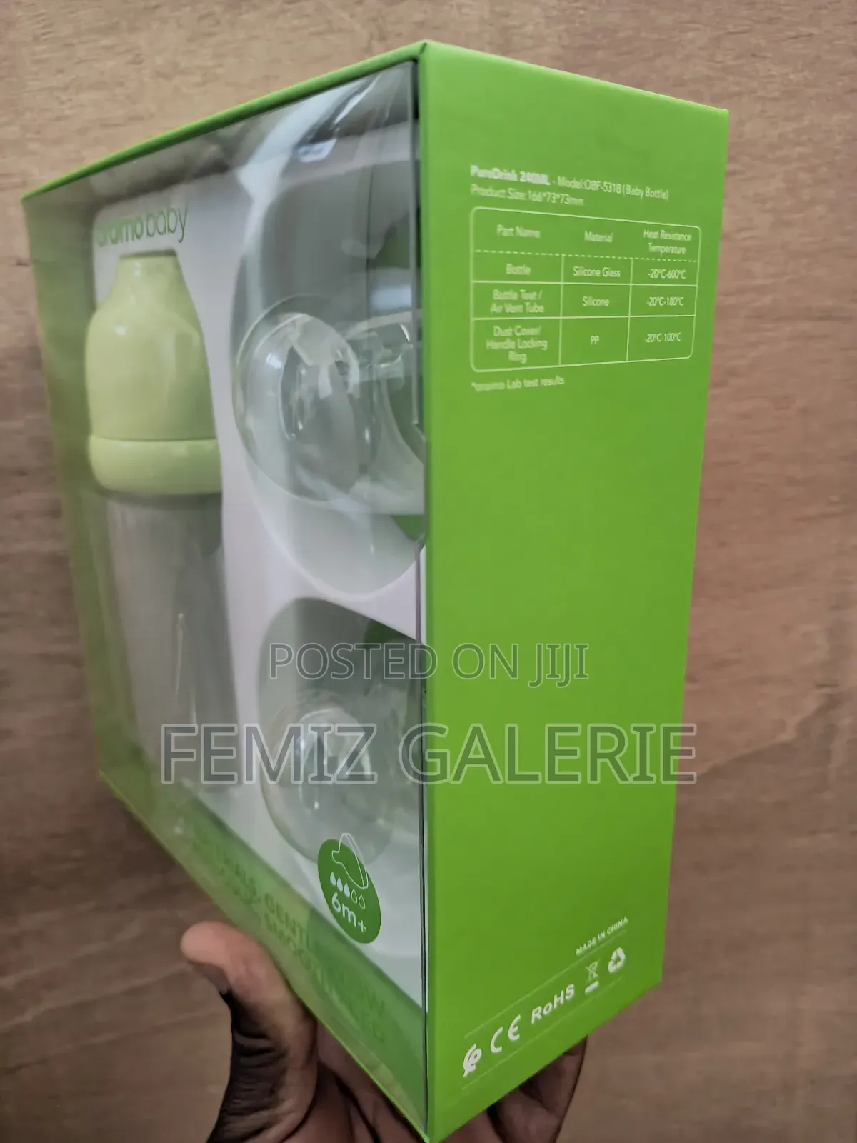 Oraimo Purebottle 240 240ml Anti-Colic Silicone Glass Baby Bottle
