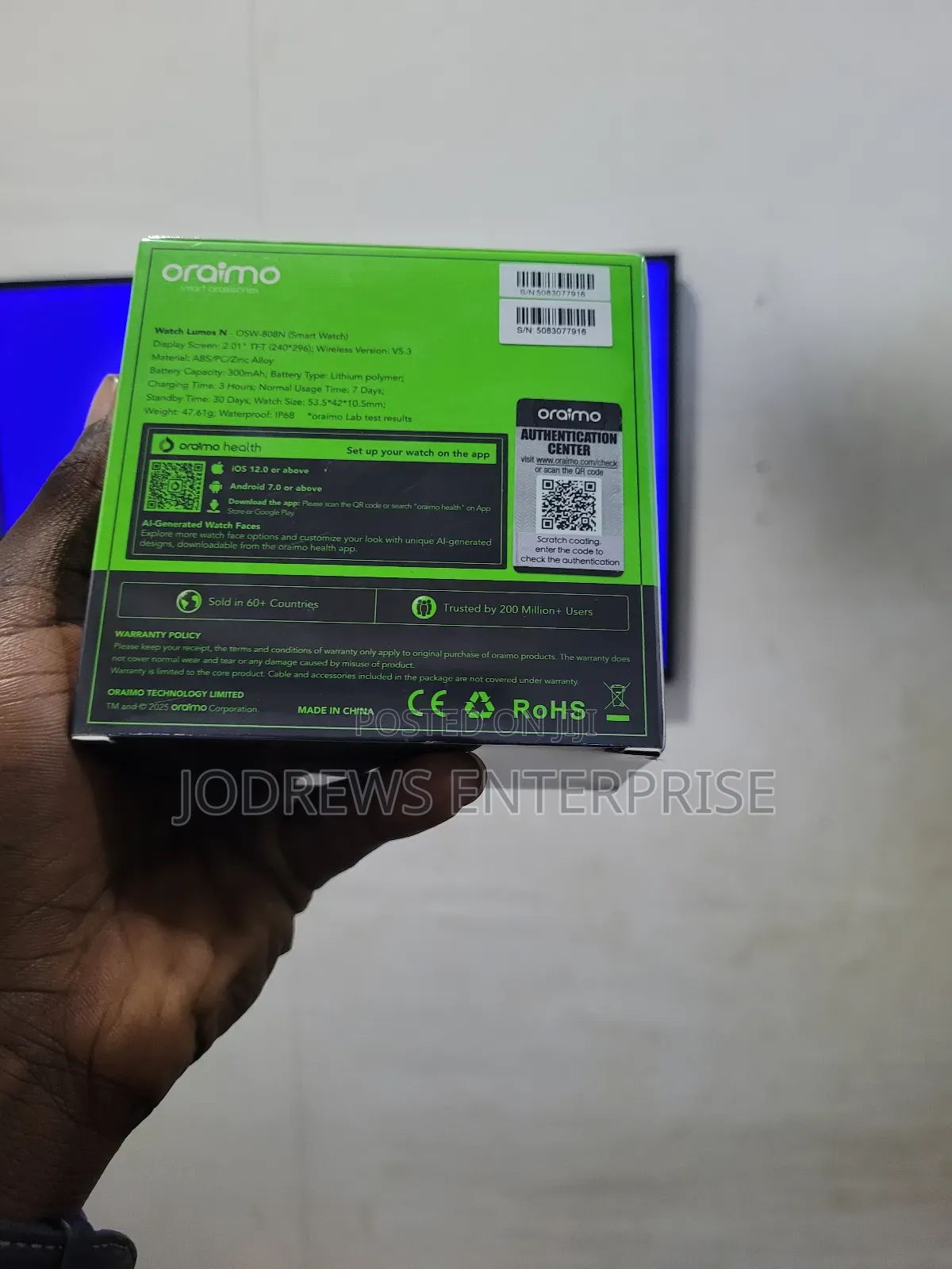 Oraimo Watch Lumos N 2.01" Hd Display Ip68 Smart Watch
