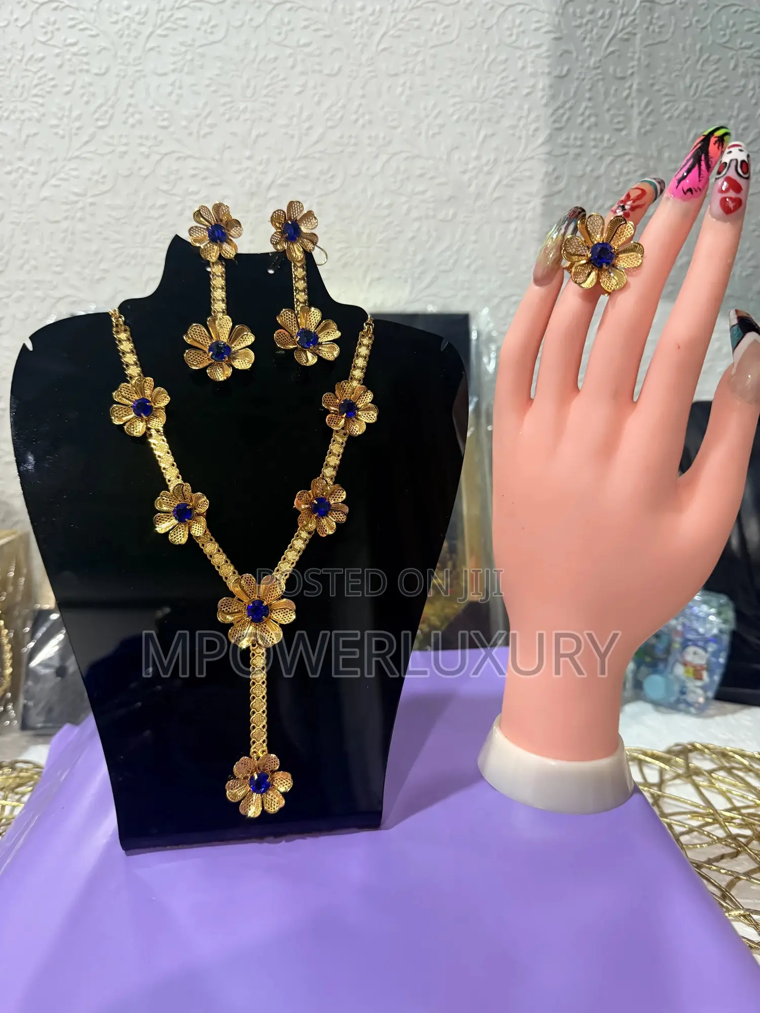 Blue Rays Flower Jewelry Set