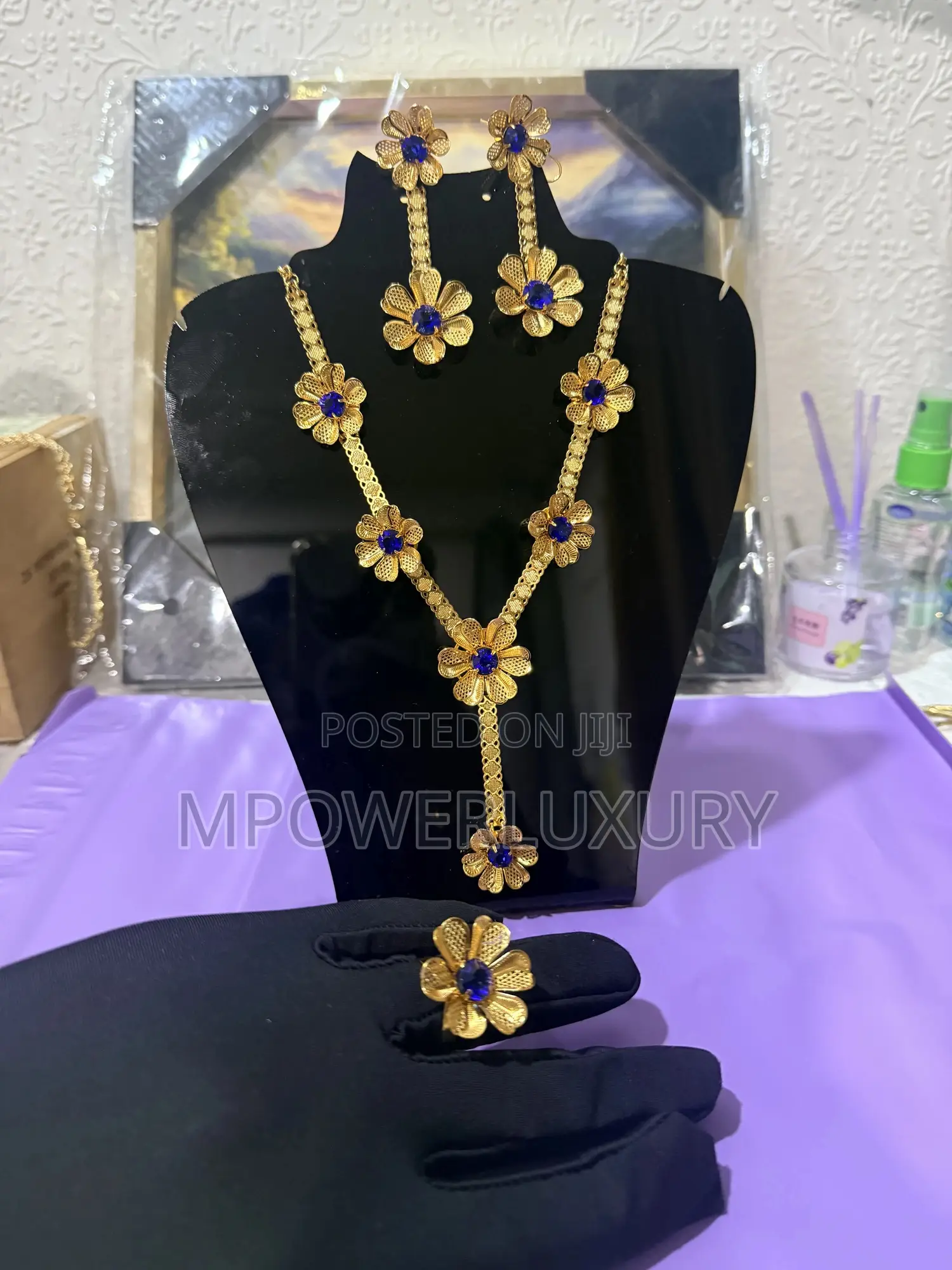 Blue Rays Flower Jewelry Set