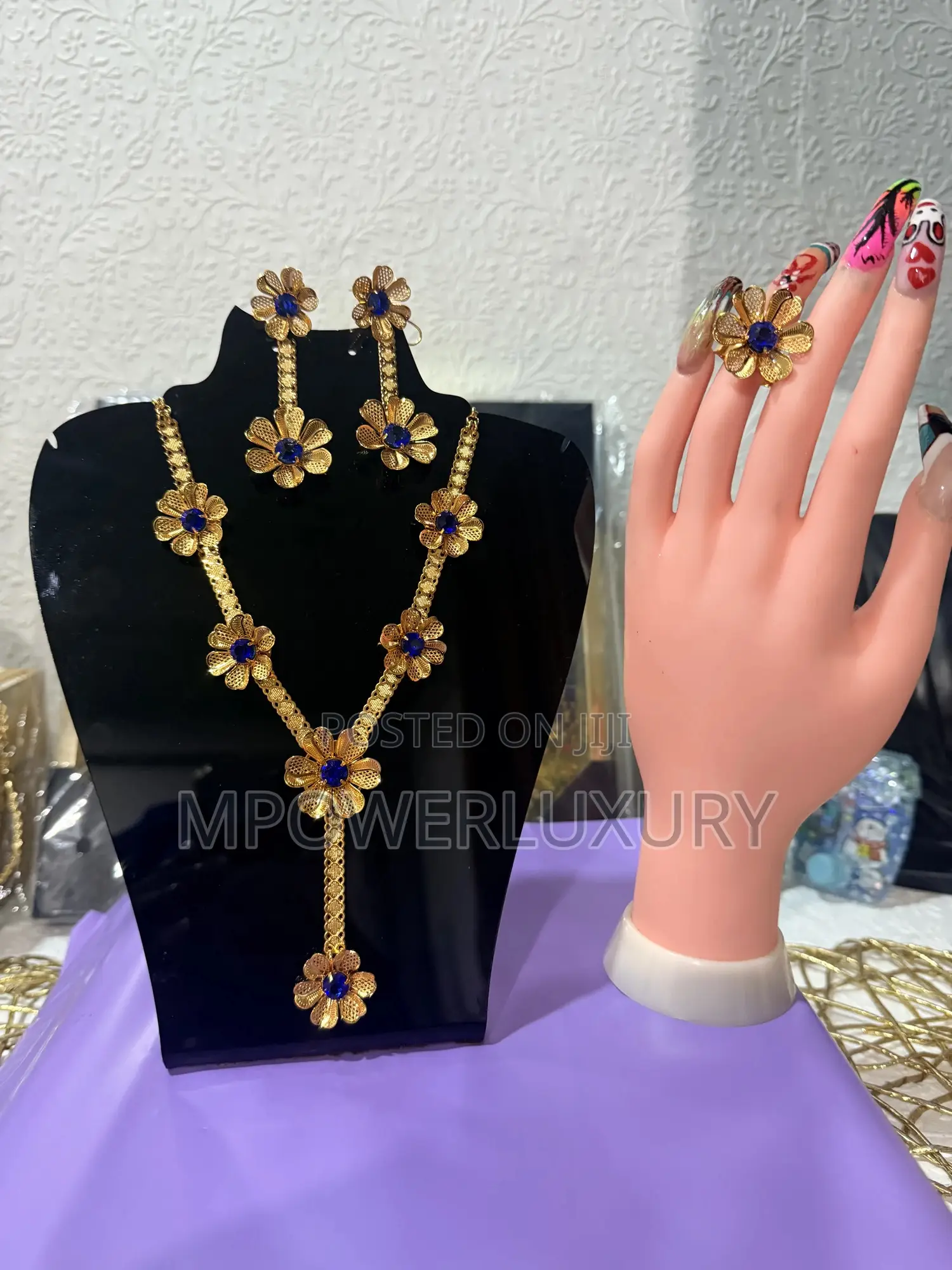 Blue Rays Flower Jewelry Set