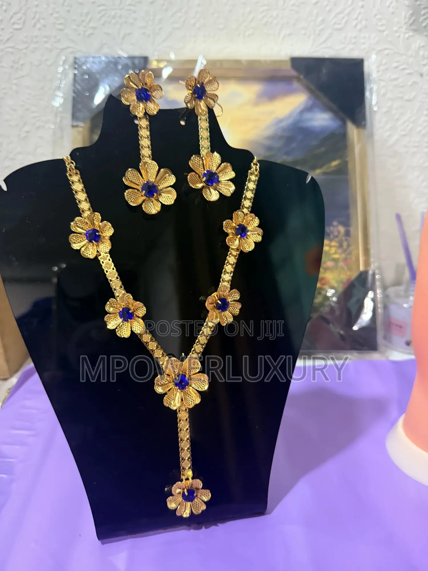 Blue Rays Flower Jewelry Set