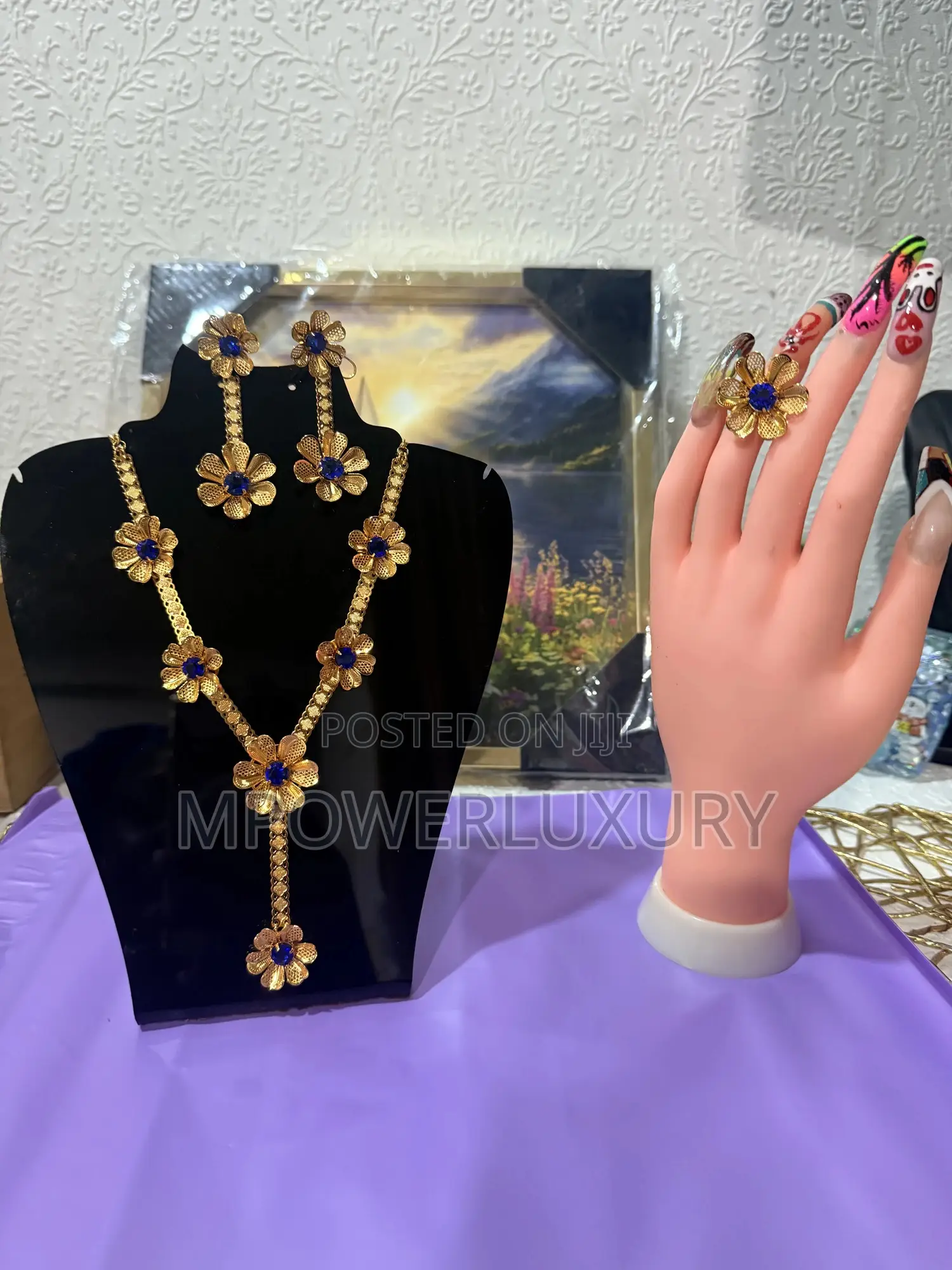Blue Rays Flower Jewelry Set