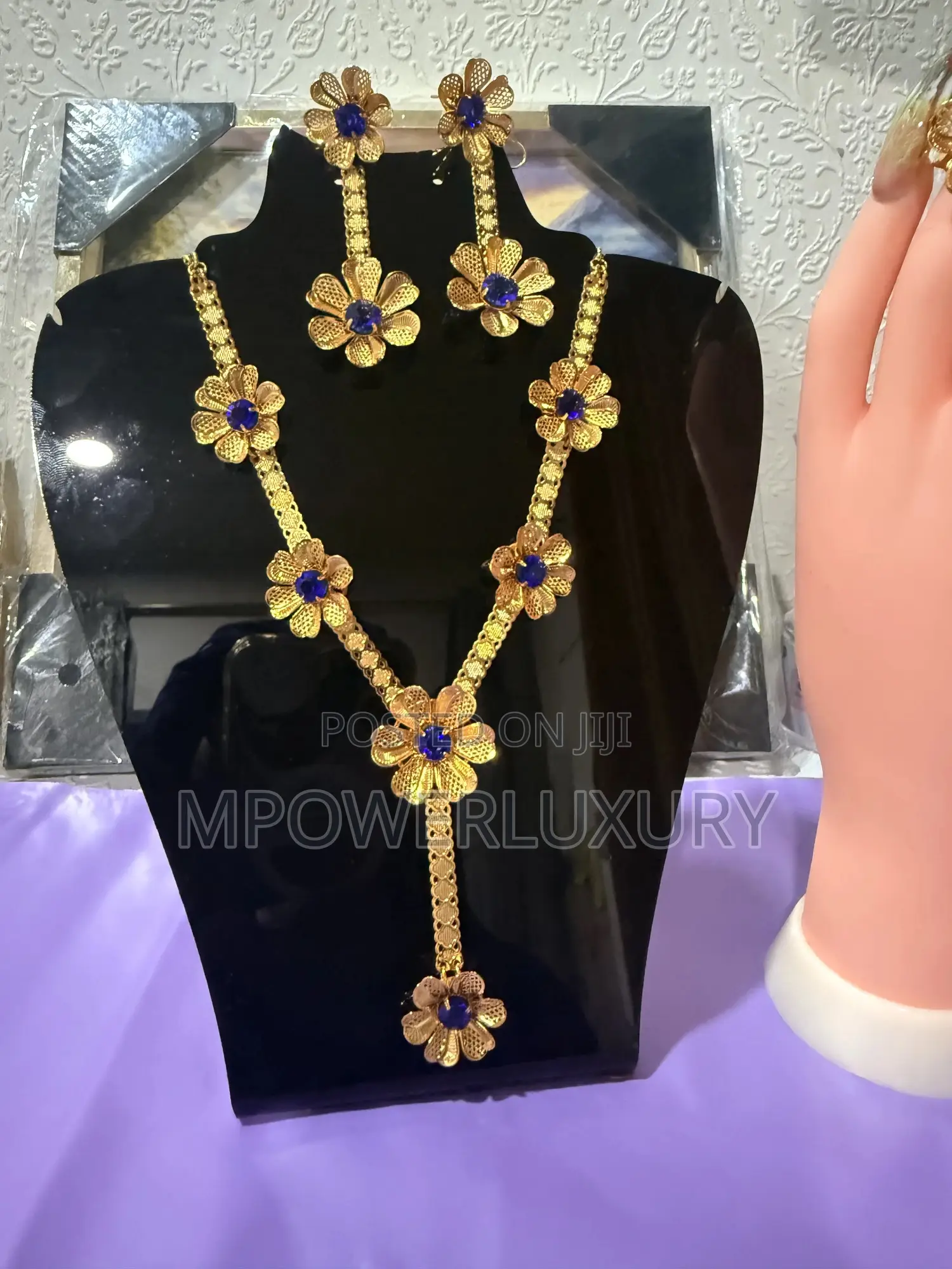 Blue Rays Flower Jewelry Set