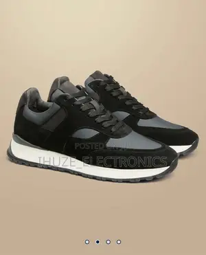 Charles Tyrwhitt Black Suede And Gray Textile Trainer (Us Size 11)