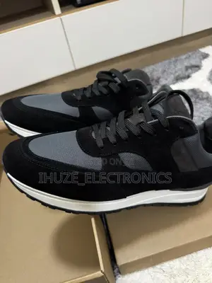 Charles Tyrwhitt Black Suede And Gray Textile Trainer (Us Size 11)