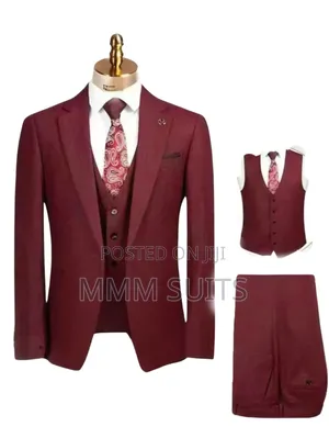 Quality 3-Piece Turkish Men's With Tiny Stripes in Wine Colour