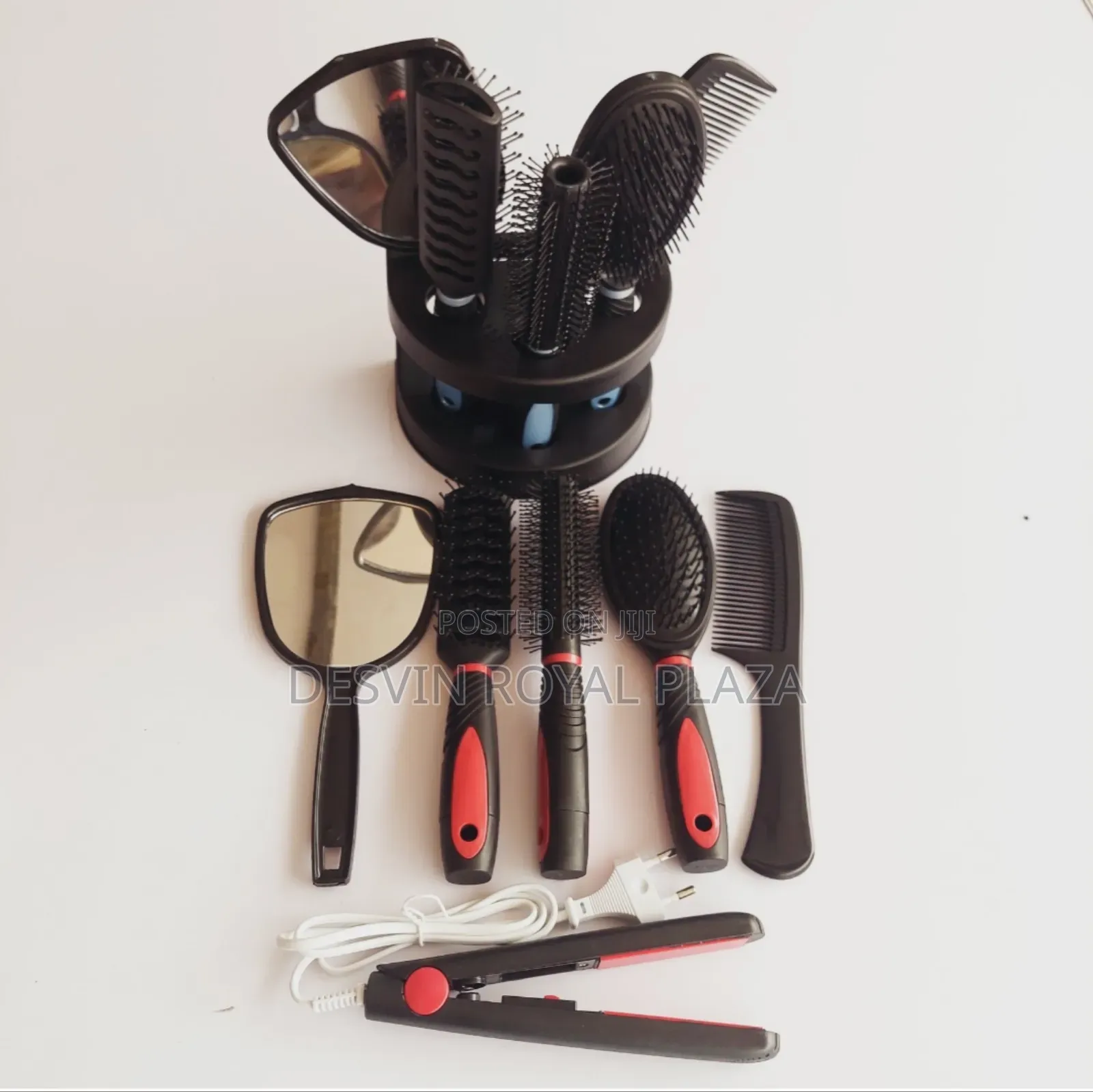 Comb And Mirror Set With Hair Straightener