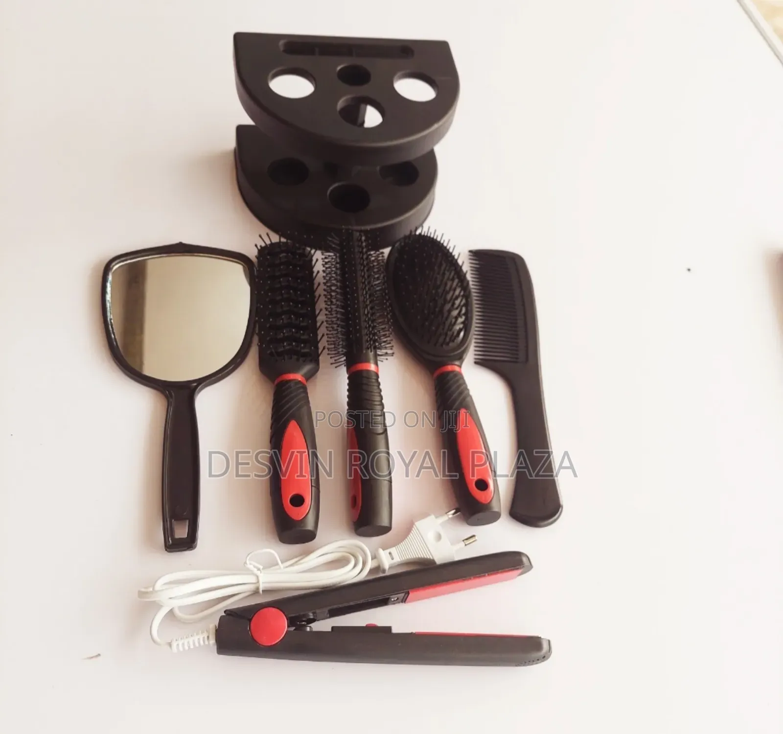 Comb And Mirror Set With Hair Straightener