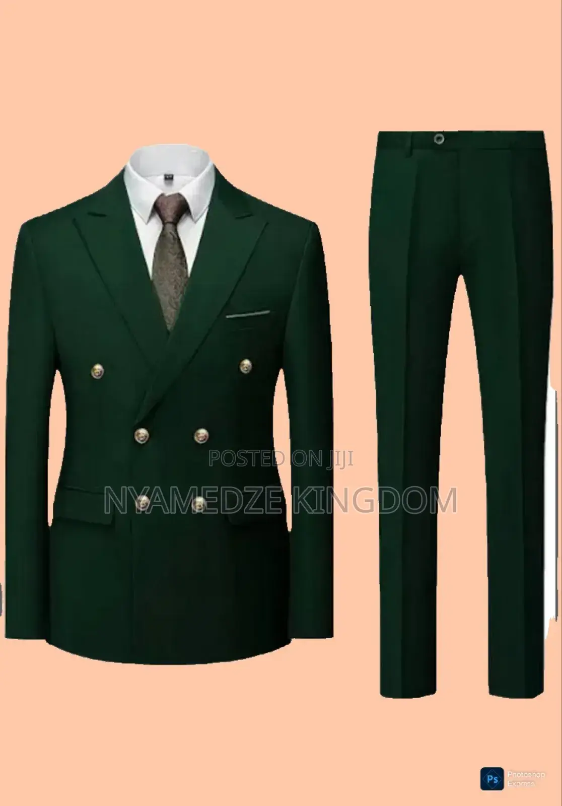 Hamthuit Men's Double-breasted Suit In Green.