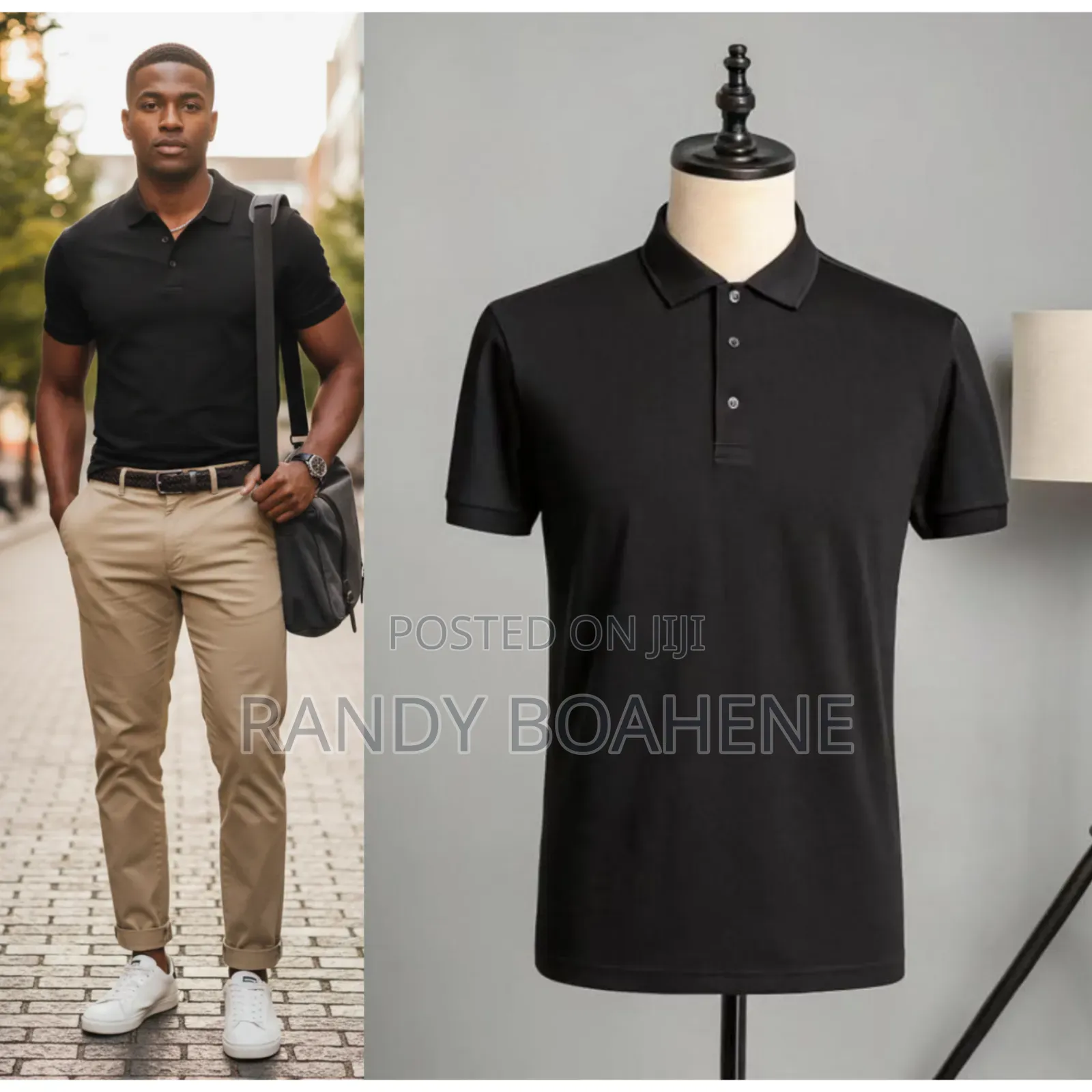 Plane Black Polo Shirt