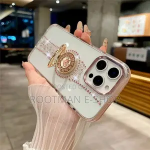 Watch Shape Rhinestone Decor Tpu Case for iPhone 14 - 16 Pro Max -Pink